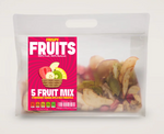 Packaged 5 Fruit Mix with pink label on a white background